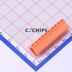 HT396R-3.96-10P Plug-in Terminal Block Bent Lead Through Hole,P=3.96mm Board-to-Board / Socket - Open 1x10P 3.96mm Orange - Product Image 1