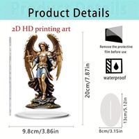 Éxito de Ventas Transfronterizo: Estatua Acrílica Plana 2D Impresa del Arcángel Miguel, Adornos para el Hogar/Adornos para el Coche