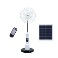 Ventilateur de sol solaire rechargeable 16 pouces, 15000 mAh, portable, avec 3 vitesses, lumière nocturne et sortie USB