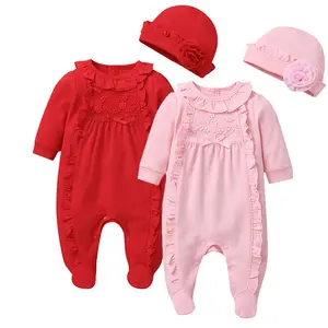 3 6 da 9 a 12 mesi panni per neonati Sweet Girls tutina Baby Footie pigiama set tute intere con cappello vestiti per neonati appena nati