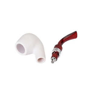 MUXIANG Wooden Smoking Pipe Bent Type Imitation Meerschaum Resin Bakelite Tobacco Pipe For Personal Gift - Product Image 5