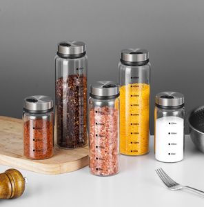 Pot à épices en verre à haute teneur en bore 150ML 250ML 300ML Stockage des aliments de cuisine avec couvercle en métal Marques de tiques Récipient à épices vide - Product Image 2