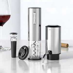 Ensemble d'ouvre-bouteilles électriques avec base <span class=keywords><strong>de</strong></span> charge, tire-bouchon automatique rechargeable en acier inoxydable, ouvre-bouteilles portable multifonction 4-en-1 - Product Image 1