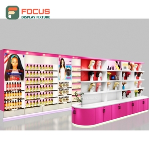 Modern Hair Wig Display Cabinet <b>Lighted</b> Glass Door Multi Layer Shelf Drawer Store Display Cabinet Unit - Product Image 6