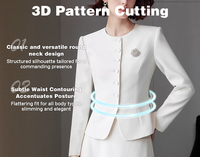Ensemble de costume pour femme JERMAR blanc, col rond, blazer court, jupe trapèze, pour le travail formel, tenue de bureau, taille personnalisée disponible