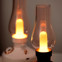 Lampe à huile vintage portable Lumière nocturne chaude Diffuseur d'arômes Purificateur Humidificateur d'air à brume fraîche Humidificateur d'aromathérapie en cristal