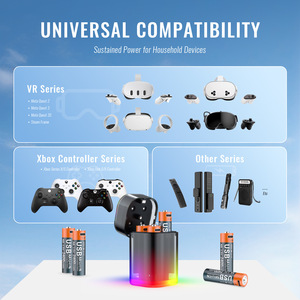 Base de Carga JYS Transparente RGB para 4 Pilas AA Recargables de Litio con Cable USB y Estuche Magnético - Product Image 4