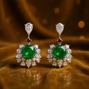 Pendientes de Diamantes de Esmeralda en Oro Blanco de Lujo E1041, Pendientes de Diamantes Naturales con Corte de Pera Certificados por GIA para Mujer - Product Image 2