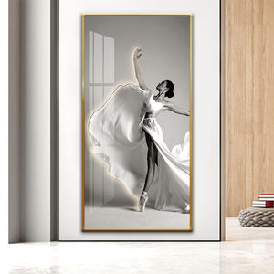 Peinture en porcelaine cristal avec lampe LED La belle ballerine dansait Décoration murale pour studio de danse Applique murale - Product Image 3