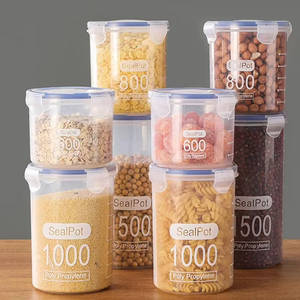 סט מיכלי אחסון מזון אטומים MIXWARES 600ml-1500ml - צנצנות פלסטיק שקופות לדגנים, ממתקים, תבלינים ומזון יבש - Product Image 1