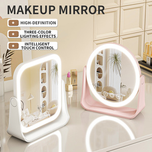 Specchio Cosmetico Portatile a LED con Luce Tricolore e Illuminazione da Tavolo per Dormitorio e Ufficio - Product Image 2