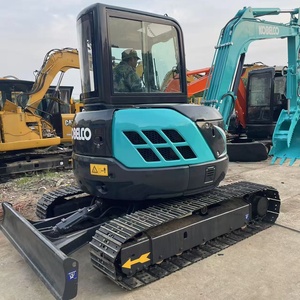 Mini-excavatrice Kobelco sk50, bras bleu turquoise, cabine noire, équipement de construction d'occasion - Product Image 4