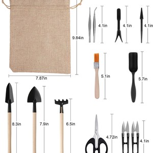 Miniature Gardening <b>Tool</b> <b>Set</b> For Succulents And Plants With Wooden Handles And Storage Bag Home Use - Product Image 2