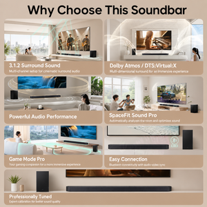 <span class=keywords><strong>Barre</strong></span> <span class=keywords><strong>de</strong></span> <span class=keywords><strong>son</strong></span> Three Star 3.1.2 avec Dolby Atmos et caisson <span class=keywords><strong>de</strong></span> basses sans fil, basses profondes, haut-parleur TV fin pour le divertissement à domicile - Product Image 2