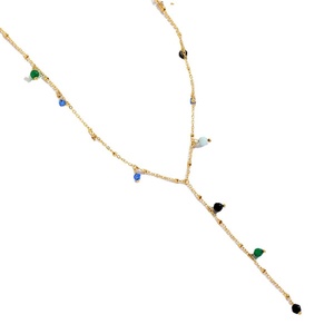 Nuevo Collar de Moda con Colgante en Forma de Y de Acero Inoxidable Chapado en Oro de 14k con Detalles Cúbicos Multicolores para Mujer, Joyería para Fiestas y Compromisos - Product Image 6