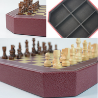 Offre Spéciale 11 pouces pliant magnétique PU cuir jeu d'échecs en bois 3 1 jeux Backgammon échecs 29*29cm conseil OEM personnalisable