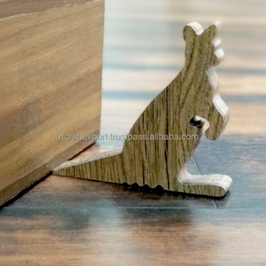 Tope de puerta nuevo con parachoques de goma, Tope de puerta de suelo deslizante de madera resistente para seguridad de decoración del hogar - Product Image 1