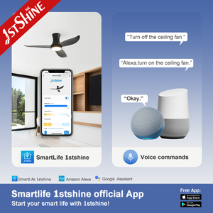 1stshine LED quạt trần nhà thông minh 42 inch tuôn ra gắn kết 6 tốc độ DC Đen thông minh quạt trần ánh sáng - Product Image 6