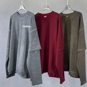 Custom Wholesale Heavyweight Cotton Streetwear <b>Y2K</b> Utility Green Layered Look Boxy Fit Mens Long Sleeve T <b>Shirt</b> - Product Image 2