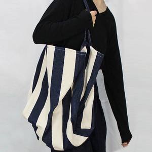 Bolsas de Mano de Lona de Algodón de Gran Capacidad, Nuevas y Modernas, para Mujeres Estudiantes, Bolsa de Compras Reutilizable con Rayas - Product Image 5