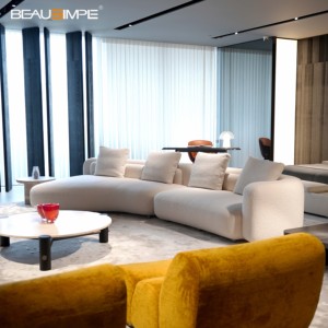 Canapé Bézier, canapé modulaire incurvé minimaliste italien, canapé en tissu et cuir de luxe pour salon - Product Image 1