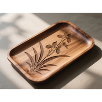 Plateau de service rond en bois de 18/23/25 cm, transparent, avec compartiments, pour servir des aliments, des collations, du petit-déjeuner, des fruits, petit plateau de service rond en bois