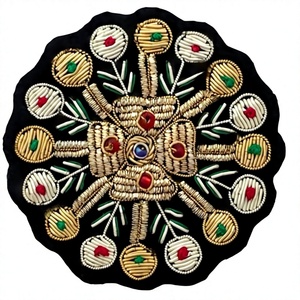 Crown Bee Heart Embroidery Badges Handmade India Silk Wire Patch Brooch Beaded Diamond Embroidered Applique <b>Sewing</b> - Product Image 5
