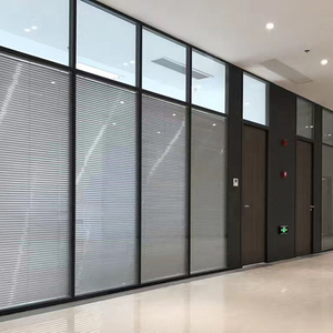 <span class=keywords><strong>Cloison</strong></span> de séparation de bureau moderne à double vitrage, cadre en aluminium <span class=keywords><strong>amovible</strong></span> temporaire pour salle d'école et salle de sport, verre trempé - Product Image 6