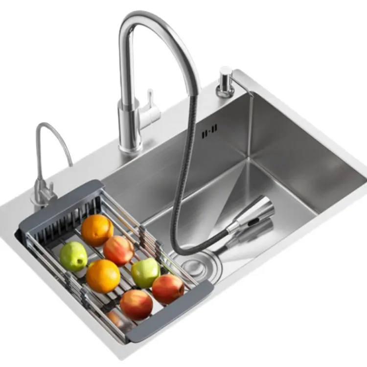 Lavello per piatti in acciaio inossidabile lavello 304 per lavare piatti a mano singolo e doppio addensato per uso domestico
