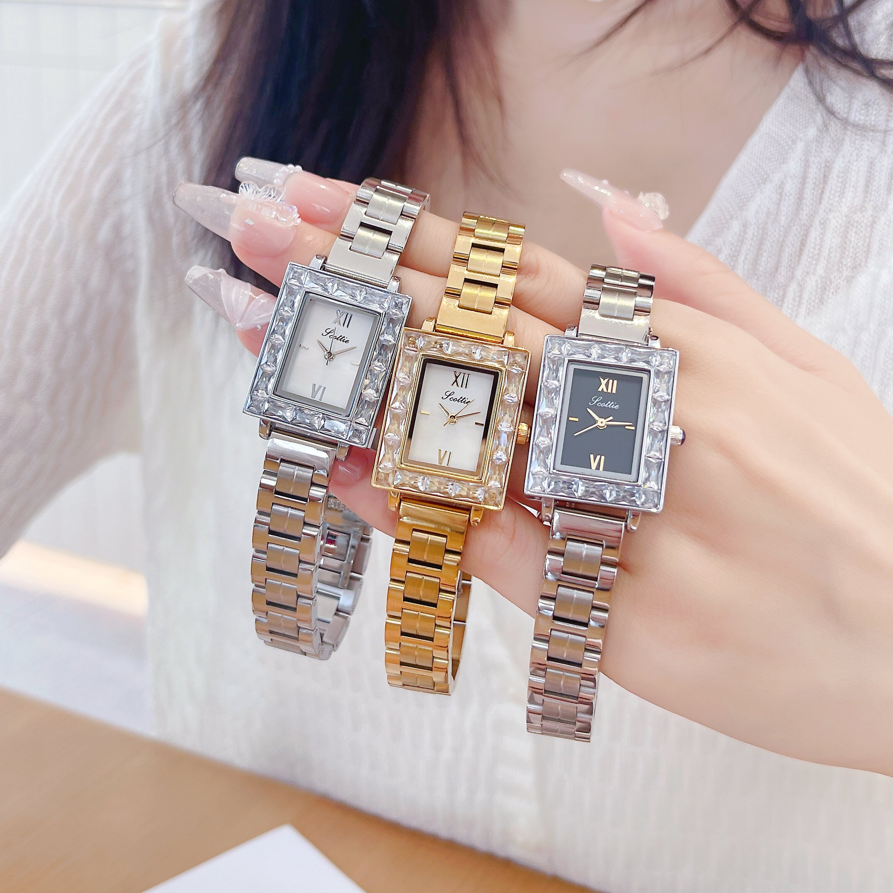 Scottie 9678 Fashion Moissanite Elegant Watch Oem Quartz  display picture 1