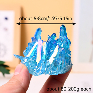 Venta al por mayor: Nuevo y moderno cristal de aura de cuarzo azul electrochapado, racimo de piedras curativas - Product Image 4