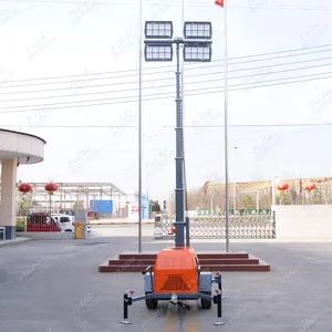 Improved-Type 7m portable popular lighting tower Portable Manufacturer industrial mobile tower lights with diesel generator
