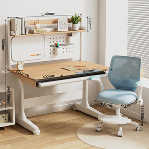 Rắn Gỗ Trẻ Em Vẽ Bảng Đọc Sách Chiều Cao Có Thể Điều Chỉnh Máy Tính Bàn Trẻ Em Nhà Nghiên Cứu Bảng Văn Phòng Với Cao Kệ Sách - Product Image 6