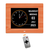 Jam Digital 8 inci untuk dokter pro, jam Digital 8 inci, kalender Digital, jam hari, tampilan besar, alarm, pengingat obat, efek kayu