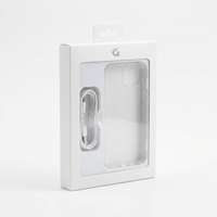 Boîte en papier kraft/ivoire recyclable ONE-CASE, simple, rectangulaire, avec trou de suspension, impression offset, logo personnalisé, pour écouteurs et câbles de données