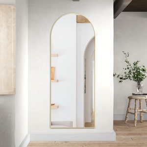 Custom Arch Shape <b>Floor</b> Full Length Body Dressing Espejos Black Gold Metal Frame <b>Standing</b> Miroir Wall Hanging Bathroom <b>Mirrors</b> - Product Image 6