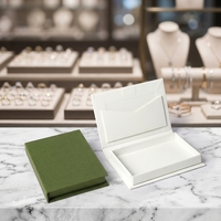 Boîte à bijoux rectangulaire personnalisable 12*8.5*2cm, luxe, écologique, pour bagues, boucles d'oreilles, pendentifs, pochette crémeuse, mariage, fiançailles
