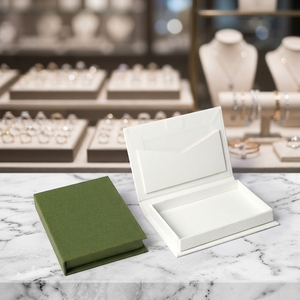 Customizable 12*8.5*2cm Book-Shape Jewelry <b>Box</b> <b>Rings</b> Earrings Pendants Jewelry <b>Box</b> with Creamy Pouch for Wedding Engagements - Product Image 2