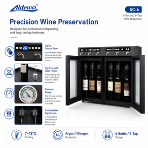 Dispensador <span class=keywords><strong>de</strong></span> Vino Comercial AIDEWO SC-6 <span class=keywords><strong>de</strong></span> Acero Inoxidable <span class=keywords><strong>con</strong></span> Enfriamiento por Compresor, Sistema <span class=keywords><strong>de</strong></span> Dispensación y Conservación <span class=keywords><strong>de</strong></span> 6 Botellas para Bares - Product Image 2