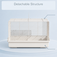 Cage à hamster durable à double compartiment avec plateau inférieur amovible, accessoires en fil d'acier ABS et bois, design moderne 47x30x30cm