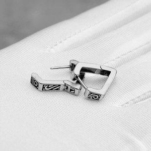 Pendientes de Aro Personalizados de Acero Inoxidable 316L, Elegantes, Impermeables, Estilo Occidental, para Hombre - Product Image 3