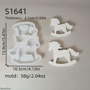 Early Riser S1641 Seesaw Horse Combinaison Ornement Ensemble Décoration Ciment Plâtre Moule DIY Silicone Moule pour la Fabrication Artisanale - Product Image 5