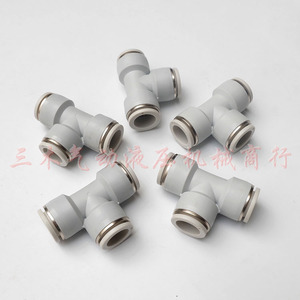 Raccord rapide pneumatique en T Jiangwei PE-4 6 8 10 12 14 16 mm, raccords en plastique pour tuyau d'air - Product Image 1