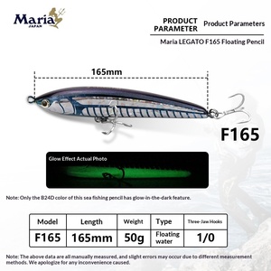 Leurre de pêche <span class=keywords><strong>Maria</strong></span> Japan LEGATO F165 en acier inoxydable imprimé, flottant, à gravité centrale, pour la pêche en mer, type « Golden Gun » - Product Image 4