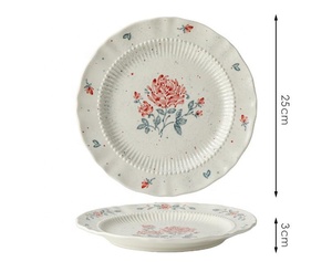 Juego de Vajilla Vintage con Relieve de Rosas Francesas, Platos de Cerámica para Pastel, Ensalada y Aperitivos, Tazones para el Hogar, Restaurante y Hotel - Product Image 6