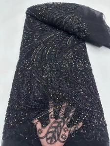 Tessuto di pizzo con perline in pizzo tessuto di cristallo <span class=keywords><strong>Swarovski</strong></span> - Product Image 4