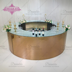Table haute en acier inoxydable moderne commerciale et industrielle dessus en verre finition or rose-pour Pub fête de mariage maison Bar Club - Product Image 3
