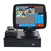 Système de caisse tout-en-un Zhongji A3D à double écran (15 pouces principal, 11,6 pouces secondaire) avec tablette compatible Windows