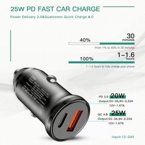 Chargeur de voiture à prix avantageux, adaptateur secteur A+C, chargeur de voiture USB+Type C, charge rapide 25W, chargeur de voiture pour iPhone pour Huawei - Product Image 5