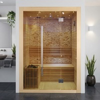 Ruang Sauna Kering Tradisional Dalam Ruangan untuk 1-2 Orang, Kabin Sauna Hemlock dengan Pemanas Listrik dan Panel Kontrol Pintar